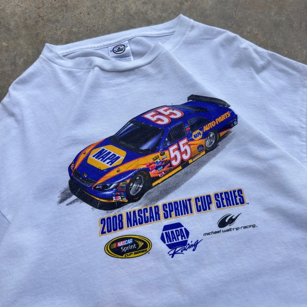 Vintage 90s NASCAR NAPA Racing Michael Waltrip T-Shirt White XL f9